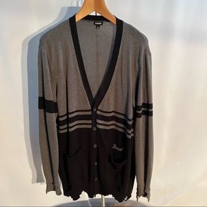 Mens Diesel ripped and frayed cotton knit cardigan. Made in Italy size (XL)
